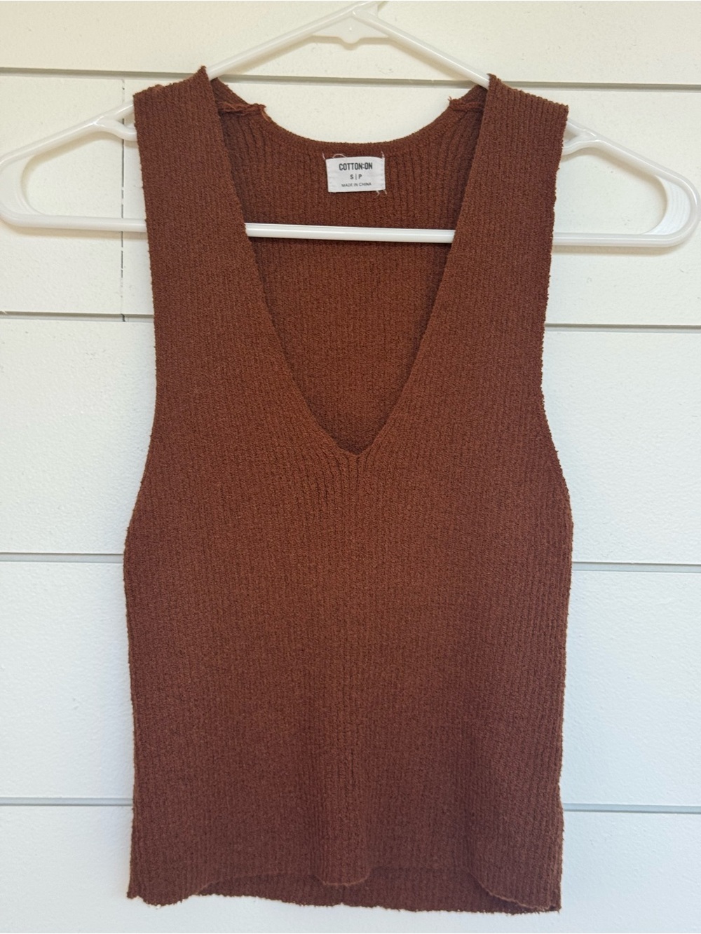 Cotton On Rust Brown Knit V-Neck Tank
